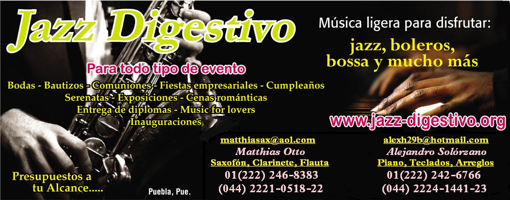 Músicos para Eventos en Puebla, Tlaxcala, Atlixco, México - Saxofón, Clarinete, Flauta, Teclados...